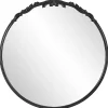 Kirklands Home Satin Black Ornate Round Wall Mirror New