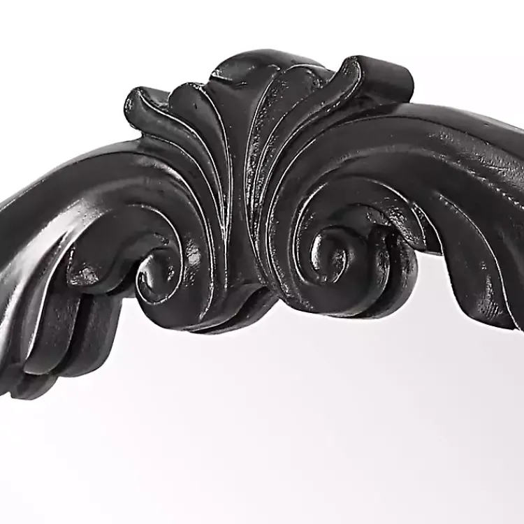 Kirklands Home Satin Black Ornate Round Wall Mirror New