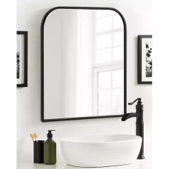 Kirklands Home Satin Wide Arch Wall Mirror Black Online