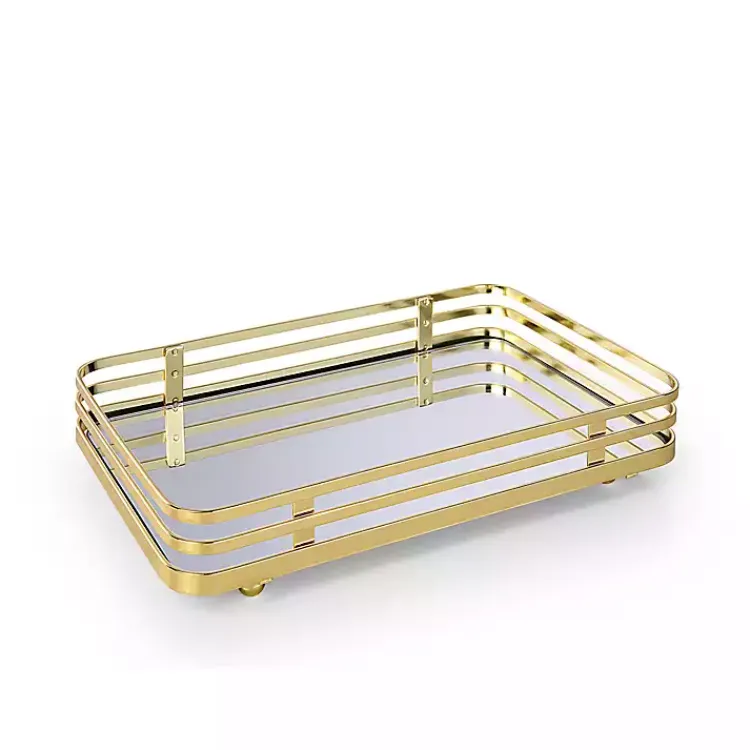 Kirklands Home Satin Mirrored Vanity Tray Gold Best