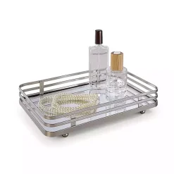 Kirklands Home Satin Nickel Mirrored Vanity Tray Silver Discount