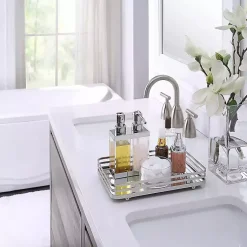 Kirklands Home Satin Nickel Mirrored Vanity Tray Silver Discount