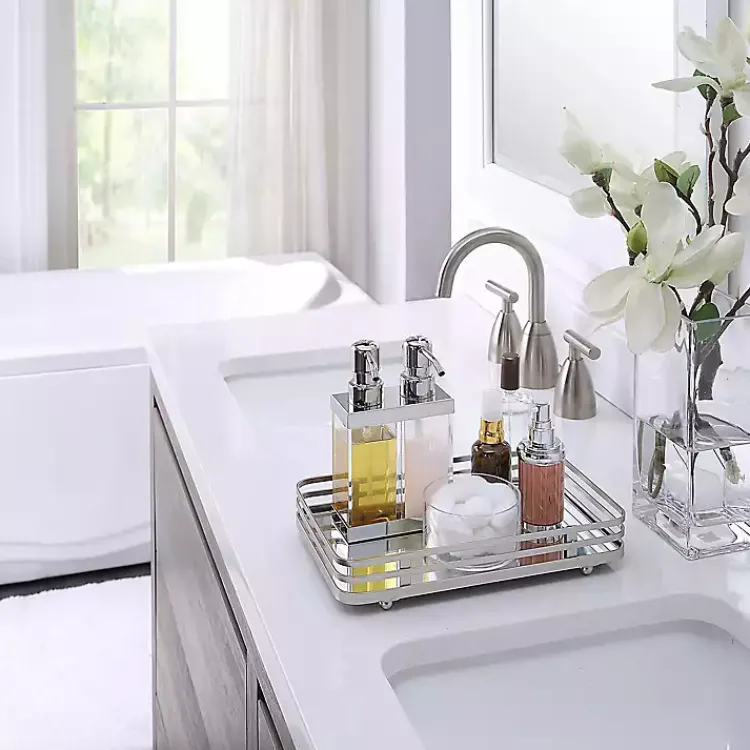 Kirklands Home Satin Nickel Mirrored Vanity Tray Silver Discount