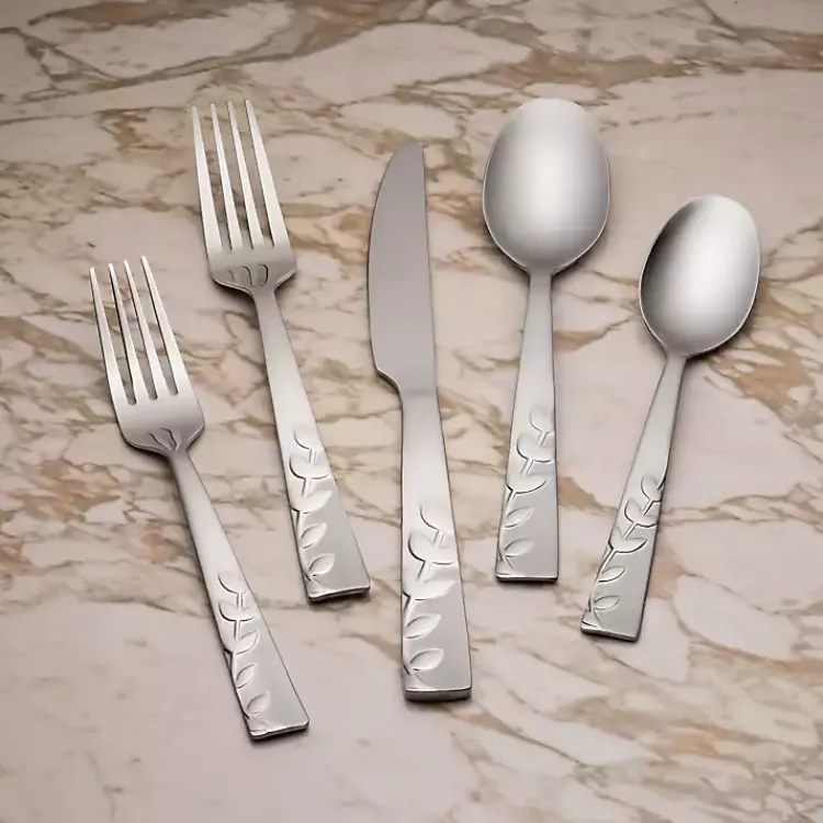 Kirklands Home Satin Sand Blossom 20-pc. Flatware Set Silver Sale