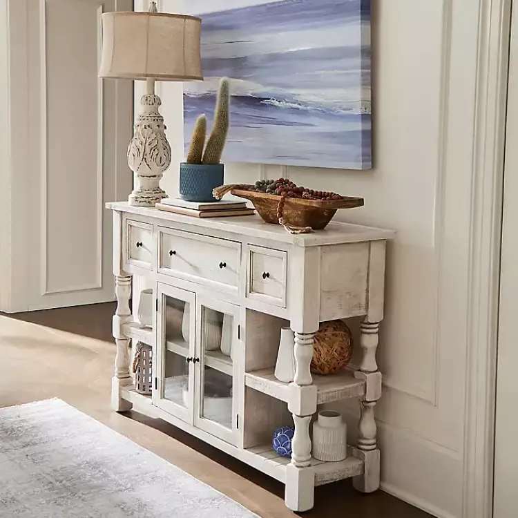 Kirklands Home Savannah Cream Distressed Cabinet Ivory Best