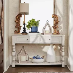 Kirklands Home Savannah Cream Distressed Console Table Ivory Best