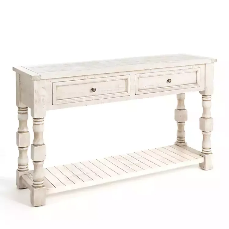 Kirklands Home Savannah Cream Distressed Console Table Ivory Best