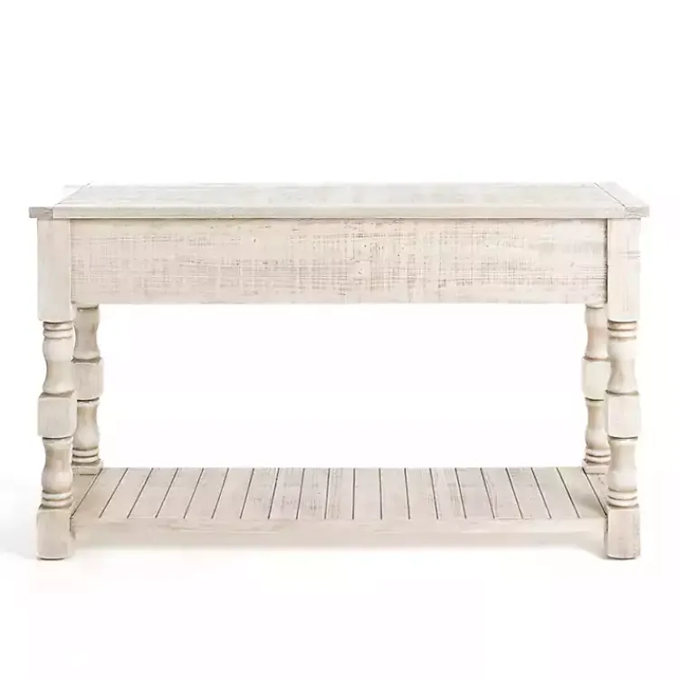 Kirklands Home Savannah Cream Distressed Console Table Ivory Best