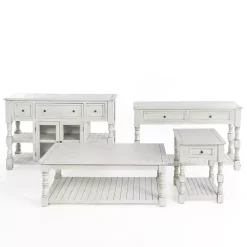 Kirklands Home Savannah Cream Distressed Console Table Ivory Best