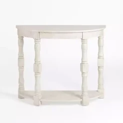 Kirklands Home Savannah Cream Distressed Half Moon Console Table White New