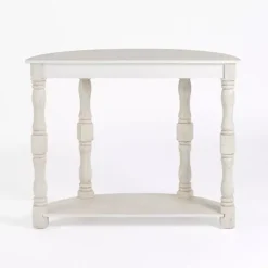Kirklands Home Savannah Cream Distressed Half Moon Console Table White New