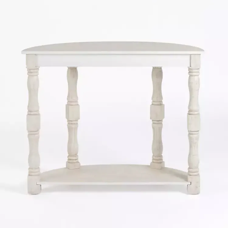 Kirklands Home Savannah Cream Distressed Half Moon Console Table White New