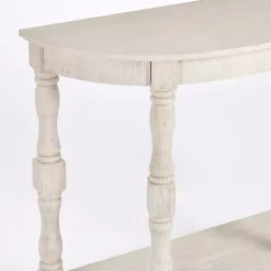 Kirklands Home Savannah Cream Distressed Half Moon Console Table White New