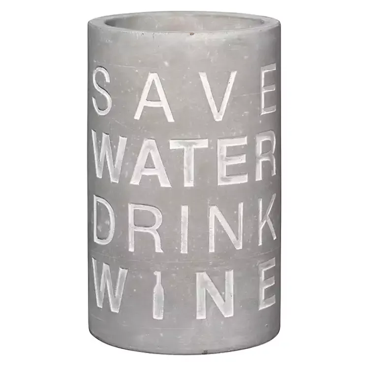Kirklands Home Save Water Drink Wine Concrete Wine Bottle Cooler Gray Hot