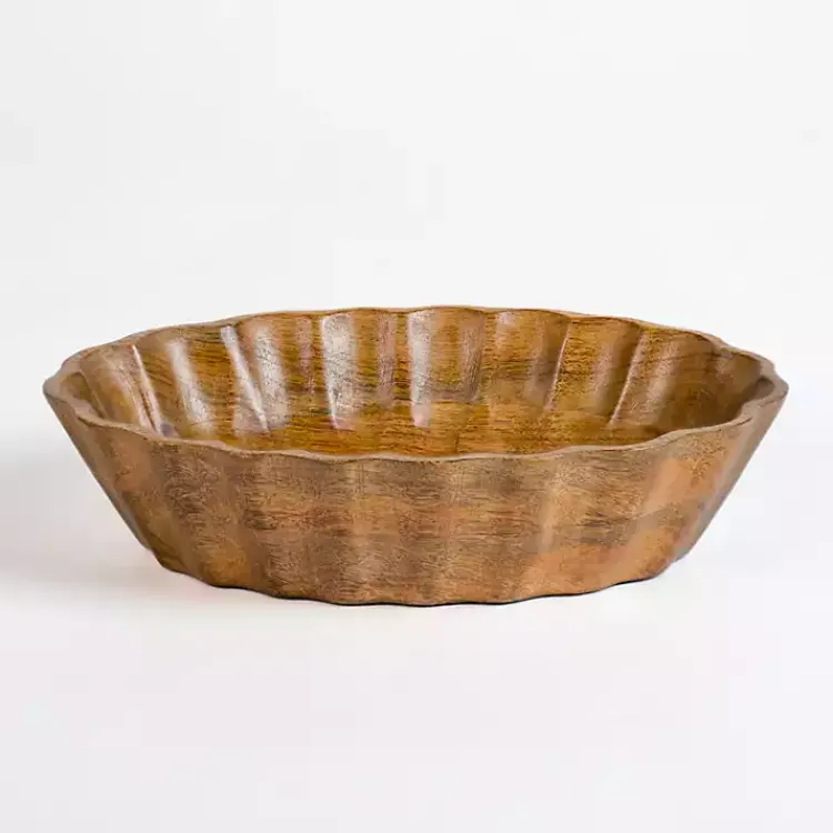 Kirklands Home Scalloped Mango Wood Serving Bowl, 13 in. Brown Best