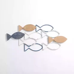 Kirklands Home School of Fish Wood and Metal Wall Plaque Clearance