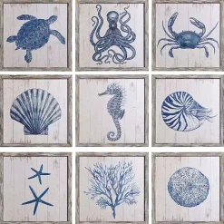 Kirklands Home Sea Creatures Framed Wood Art Prints, Set of 9 Sale