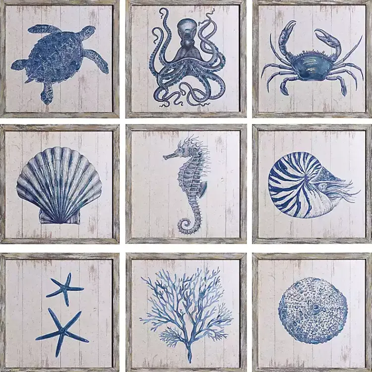 Kirklands Home Sea Creatures Framed Wood Art Prints, Set of 9 Sale