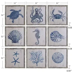 Kirklands Home Sea Creatures Framed Wood Art Prints, Set of 9 Sale