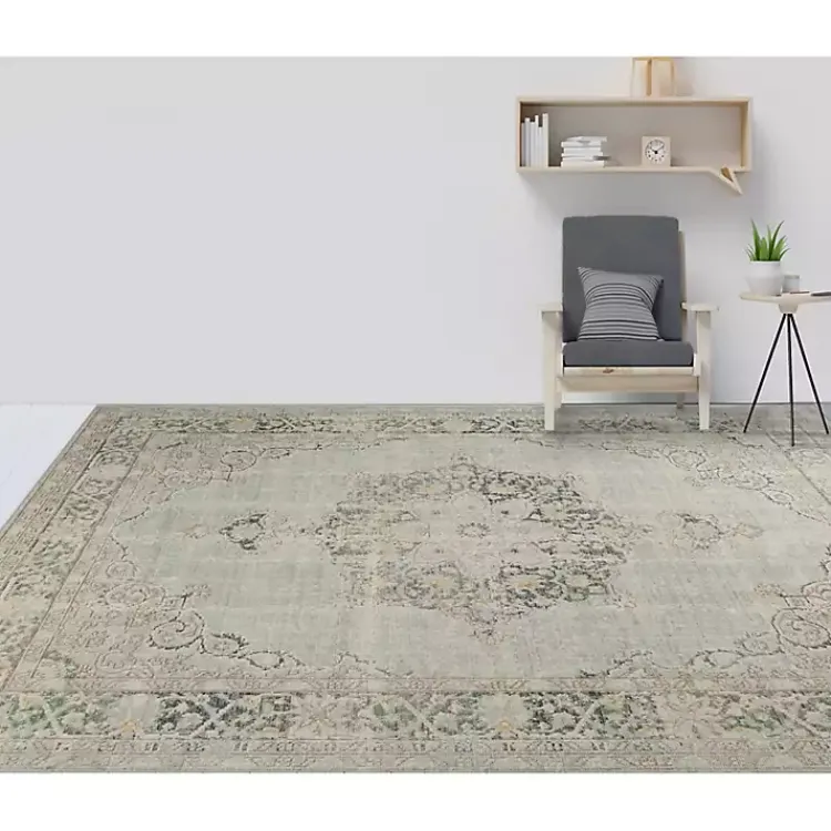 Kirklands Home Sea Vintage Medallion Area Rug, 5x7 Green Clearance