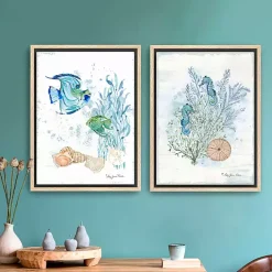 Kirklands Home Sea Whispers Framed Canvas Art Prints, Set of 2 Blue Clearance