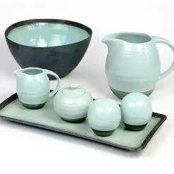 Kirklands Home Seafoam and Onyx Serving Pitcher Outlet