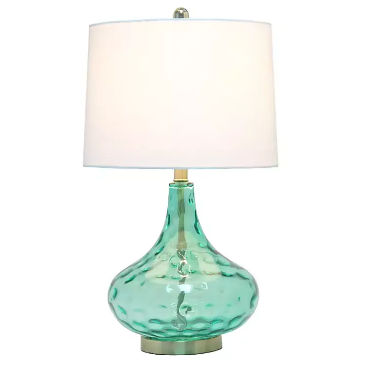 Kirklands Home Seafoam Dimpled Glass Teardrop Table Lamp Blue Online
