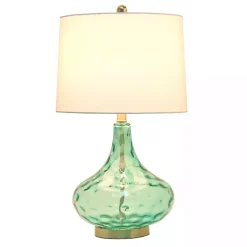 Kirklands Home Seafoam Dimpled Glass Teardrop Table Lamp Blue Online