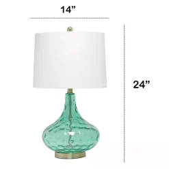 Kirklands Home Seafoam Dimpled Glass Teardrop Table Lamp Blue Online