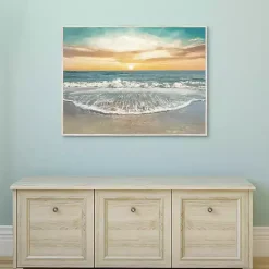 Kirklands Home Seafoam Sunrise Framed Canvas Art Print Clearance