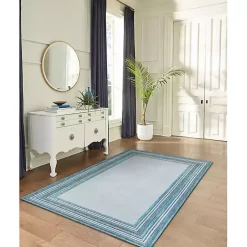 Kirklands Home Seaglass Lined Frame Outdoor Area Rug, 6x9 Blue Clearance