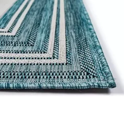 Kirklands Home Seaglass Lined Frame Outdoor Area Rug, 6x9 Blue Clearance