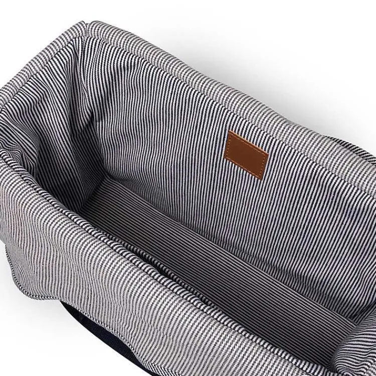 Kirklands Home Seagrass Navy Tie Top Picnic Basket Outlet