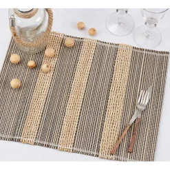 Kirklands Home Seagrass Striped 4-pc. Placemat Set New