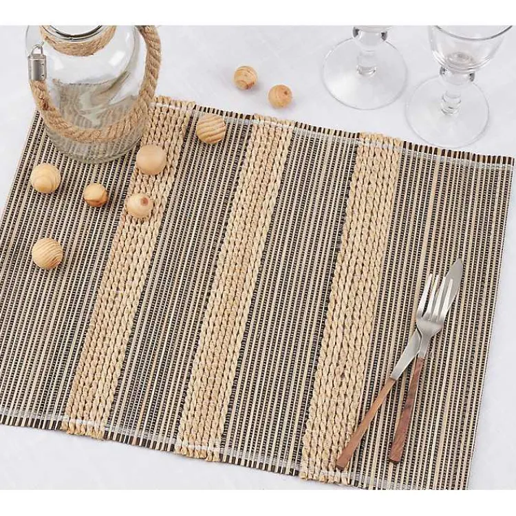 Kirklands Home Seagrass Striped 4-pc. Placemat Set New