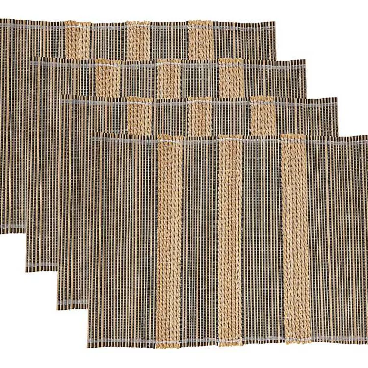Kirklands Home Seagrass Striped 4-pc. Placemat Set New