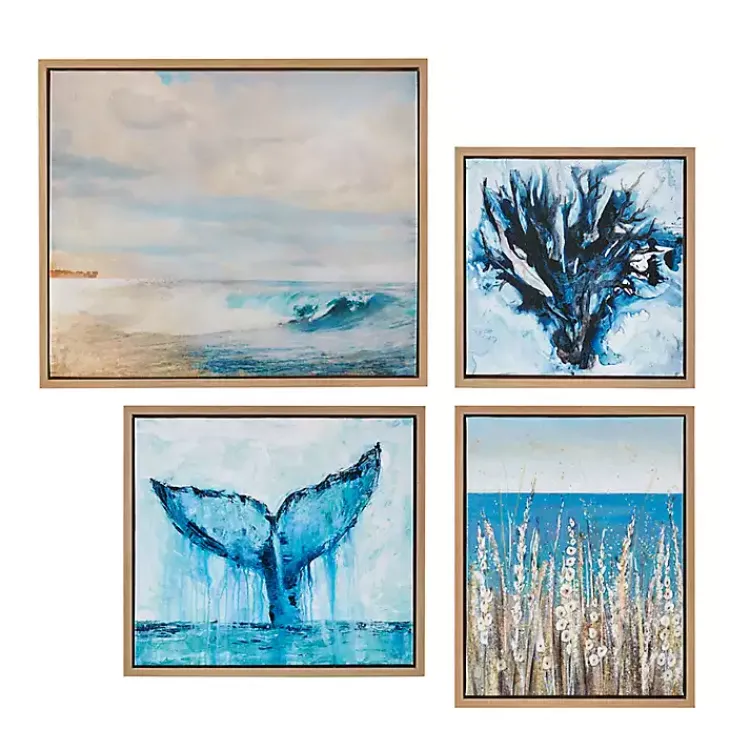 Kirklands Home Seascape Multi-Sized Canvas Art Prints, Set of 4 Blue Online