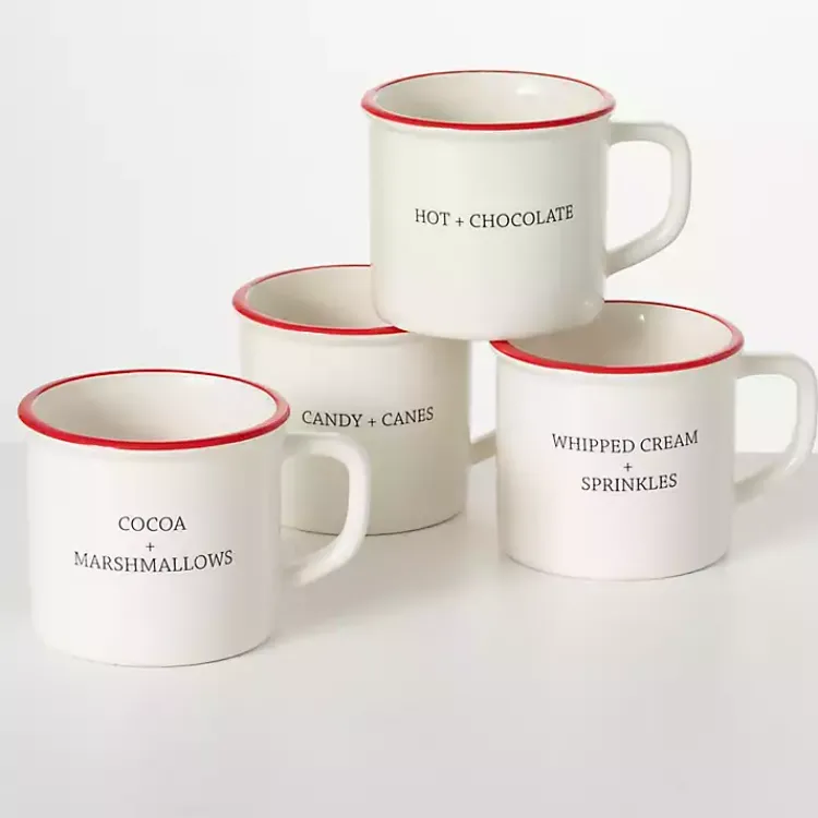Christmas Dining & Entertaining>Kirklands Home Seasonal Sweets Mugs, Set of 4 White