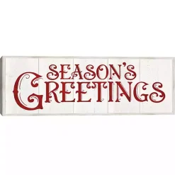 Christmas Art & Wall Decor>Kirklands Home Season's Greetings Rustic Framed Canvas Art Print