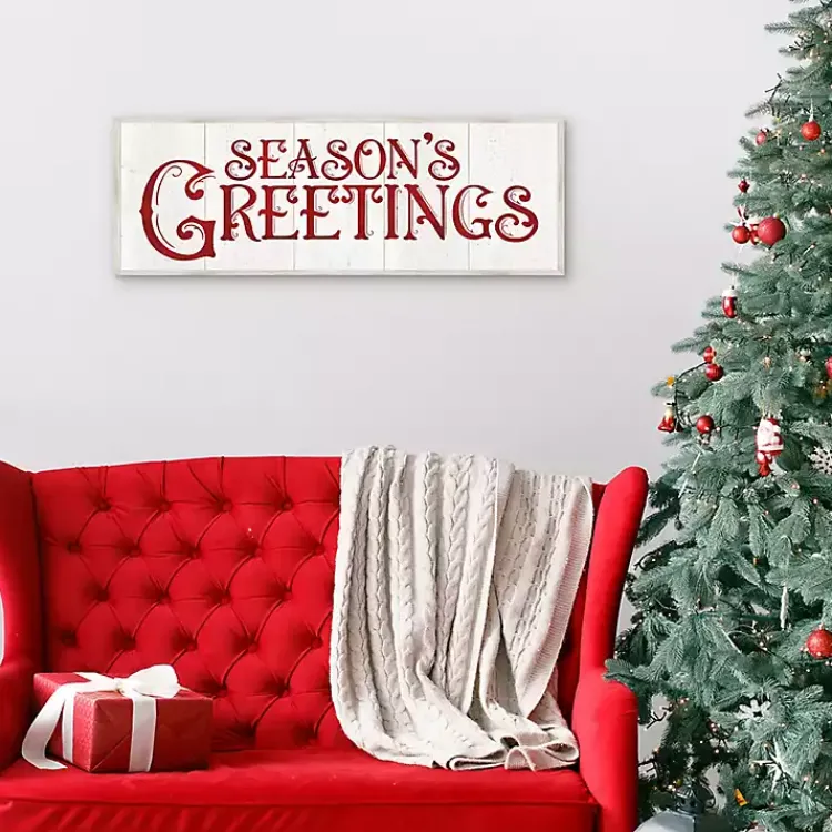 Christmas Art & Wall Decor>Kirklands Home Season's Greetings Rustic Framed Canvas Art Print