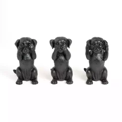 Statues & Figurines>Kirklands Home See, Hear, Speak No Evil Dog Figurines, Set of 3 Black
