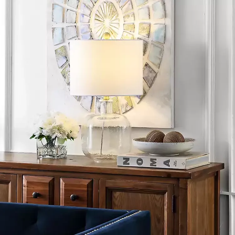 Kirklands Home Seeded Glass Armena Table Lamp White Sale