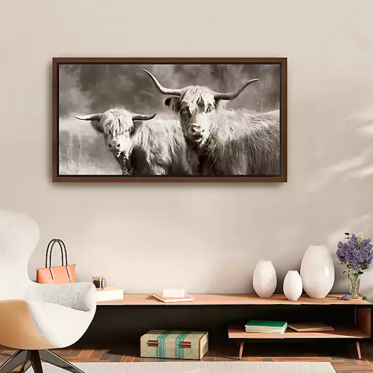 Kirklands Home Sepia Hairy Highland Framed Canvas Art Print Hot