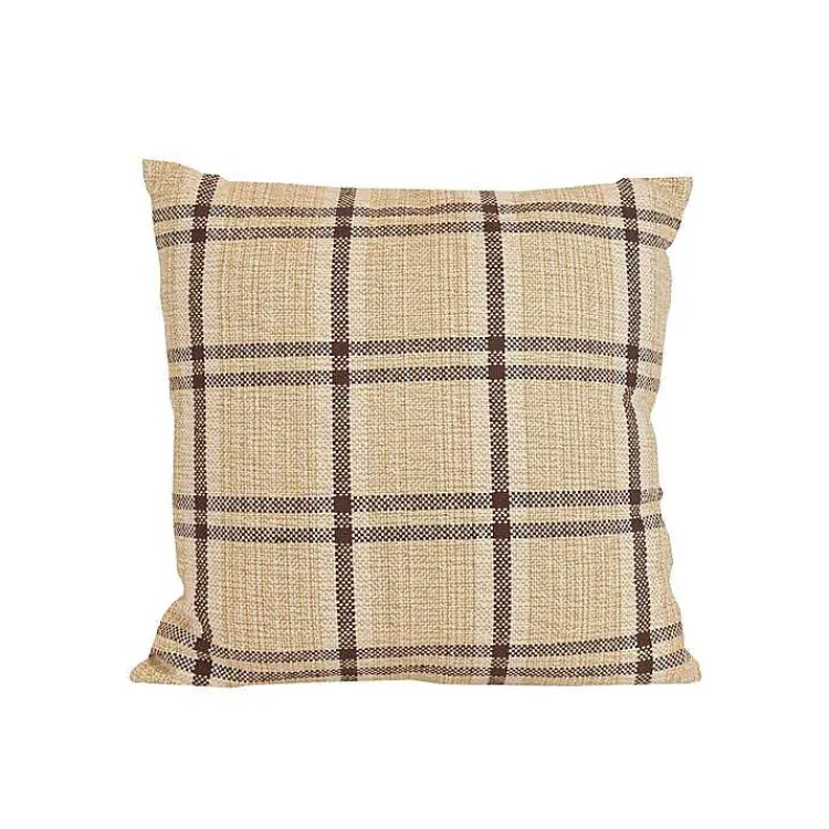 Pillows>Kirklands Home Sepia Woven Plaid Throw Pillow Brown