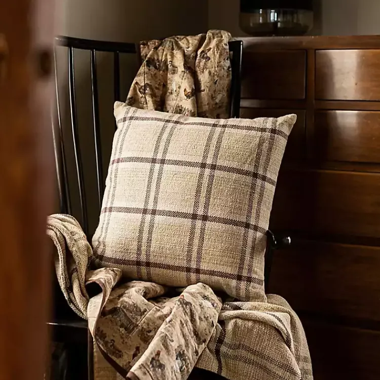Pillows>Kirklands Home Sepia Woven Plaid Throw Pillow Brown