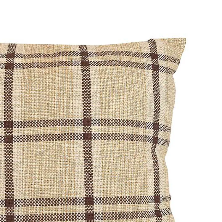 Pillows>Kirklands Home Sepia Woven Plaid Throw Pillow Brown