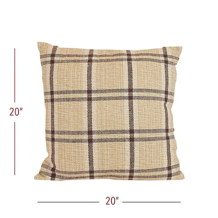 Pillows>Kirklands Home Sepia Woven Plaid Throw Pillow Brown