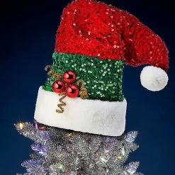 Christmas Ornaments>Kirklands Home Sequin Santa Hat Tree Topper
