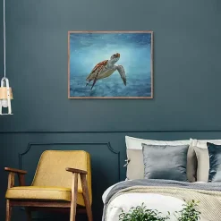 Kirklands Home Serene Sea Turtle Framed Canvas Art Print Sale