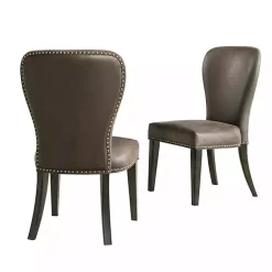 Kirklands Home Sevana Faux Leather Dining Chairs, Set of 2 Brown Outlet